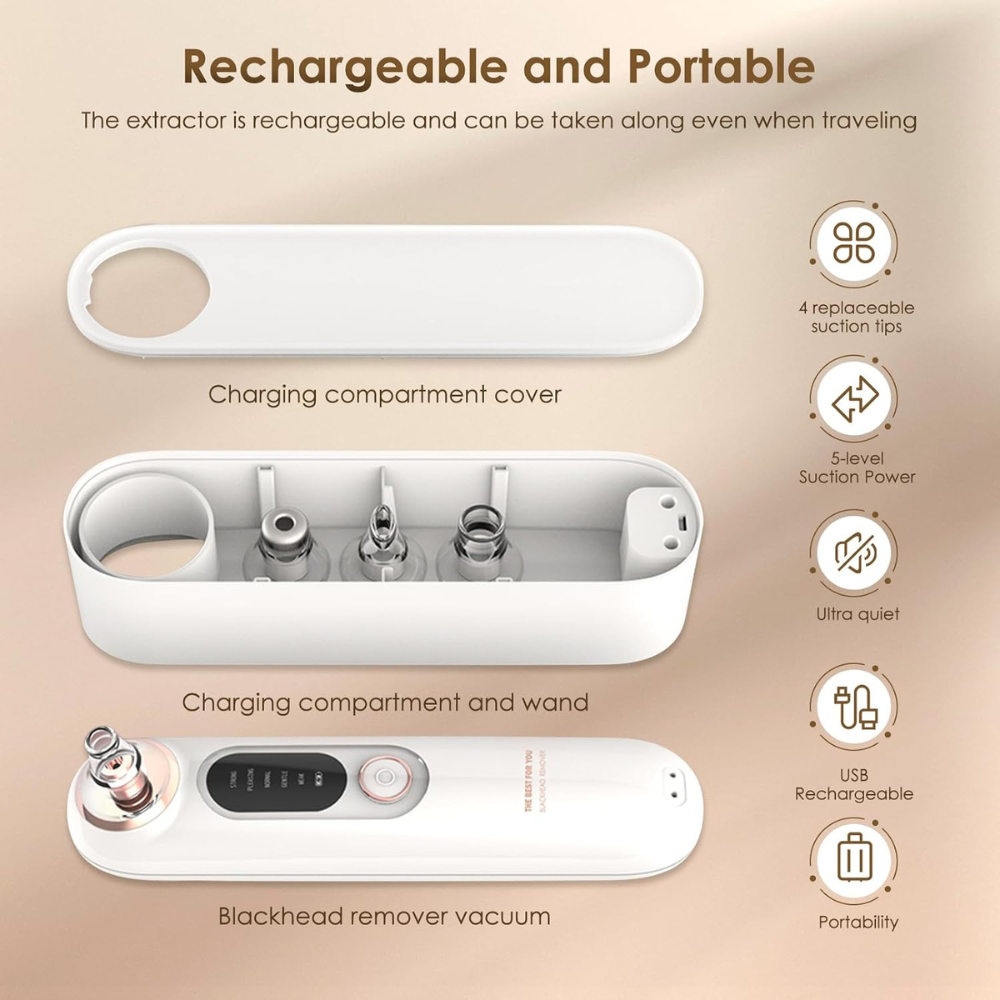 Beautters Portable Blackhead Remover with Built-In Storage | Travel-Friendly Skincare Device